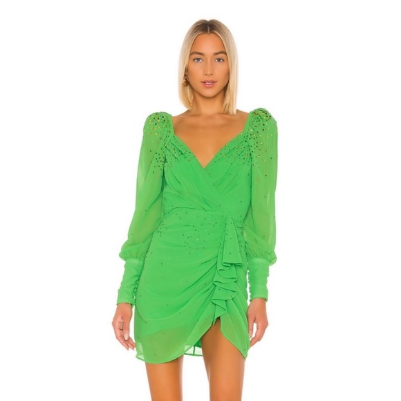 LPA Dresses & Skirts - LPA Braxton Revolve Green Sequin Embellished Long Sleeve Mini Dress